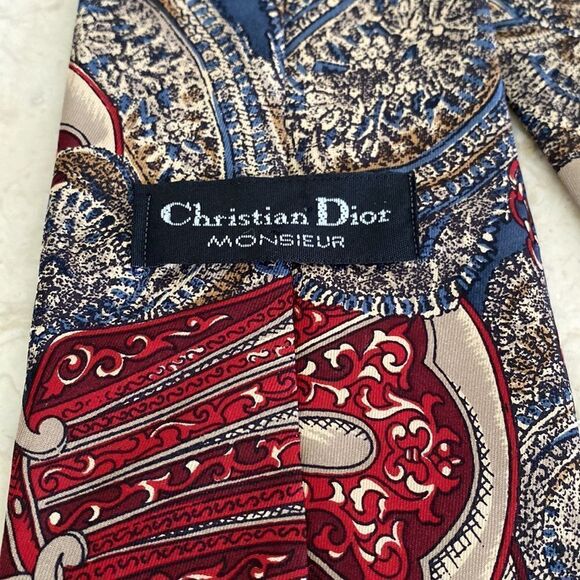 Christian Dior 100% Silk Multi Colour Print Tie Vintage - Picture 7 of 9